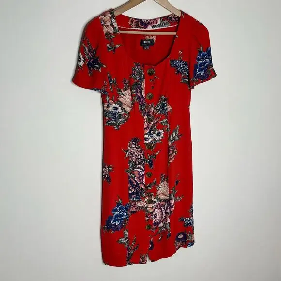 Maeve By Anthropologie Women's Caldwell Button Down Dress Size 0 Red Floral - Picture 3 of 12